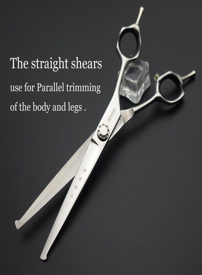 Smithking 7 inches Safe Dog Grooming Scissors Set with Round Tip,Straight & Thinning & Curved Shears Set with comb for Dog & Cat Grooming human hair cutting (Black 4 in 1 with comb) - Image 4